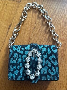 & Other Stories Leopard Print Chain Mini Bag with Crystal Buckle
